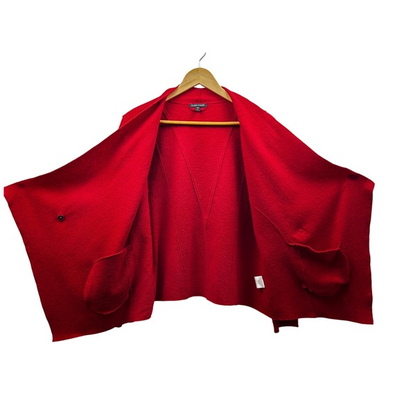 Eileen Fisher Merino Wool Cardigan Jacket Women M Red Avant-Garde Lagenlook Knit - Picture 6 of 12